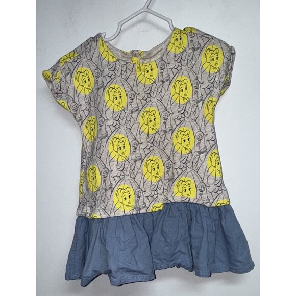 Baby Gap X Disney Princess Belle Dress Infant Girl Size 18-24 M Gray Blue Yellow - Picture 1 of 8